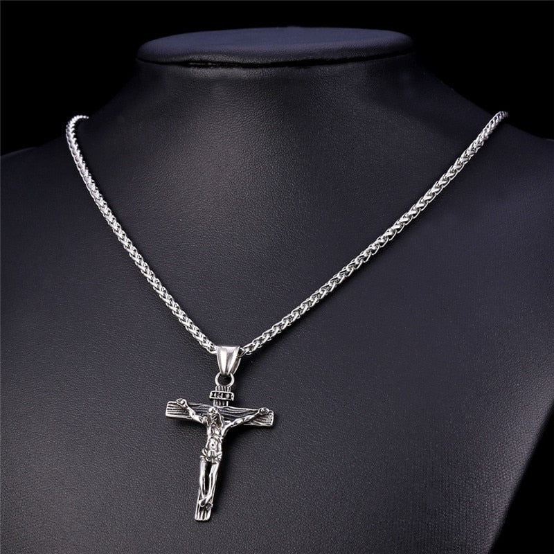 Religious Jesus Cross Necklace for Men 2020 New Fashion Gold Silver Color image 0