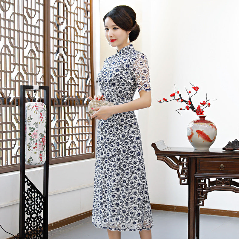 Lace Ao Dai long cheongsam dress XL daily improvement slim fashion cheongsam im image 10