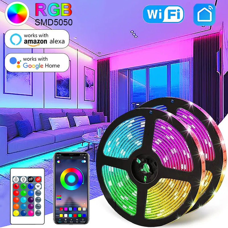 LED Strip Light WIFI Bluetooth Control 5050 RGB Led Lights Flexible Ribbon Luce image 2