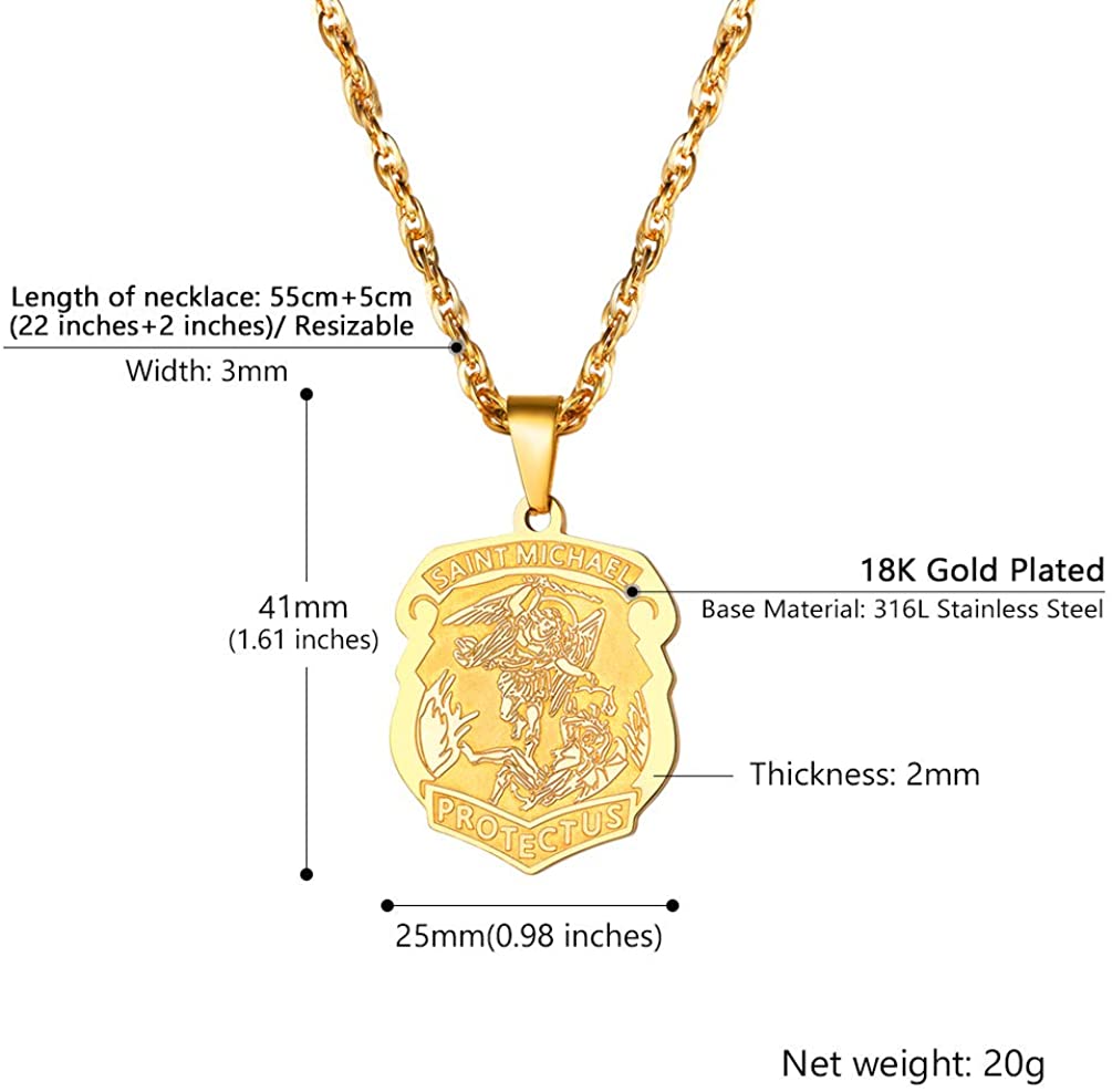 U7 Saint Michael The Archangel Gold Necklace Saint Michael Pendant Religious image 7