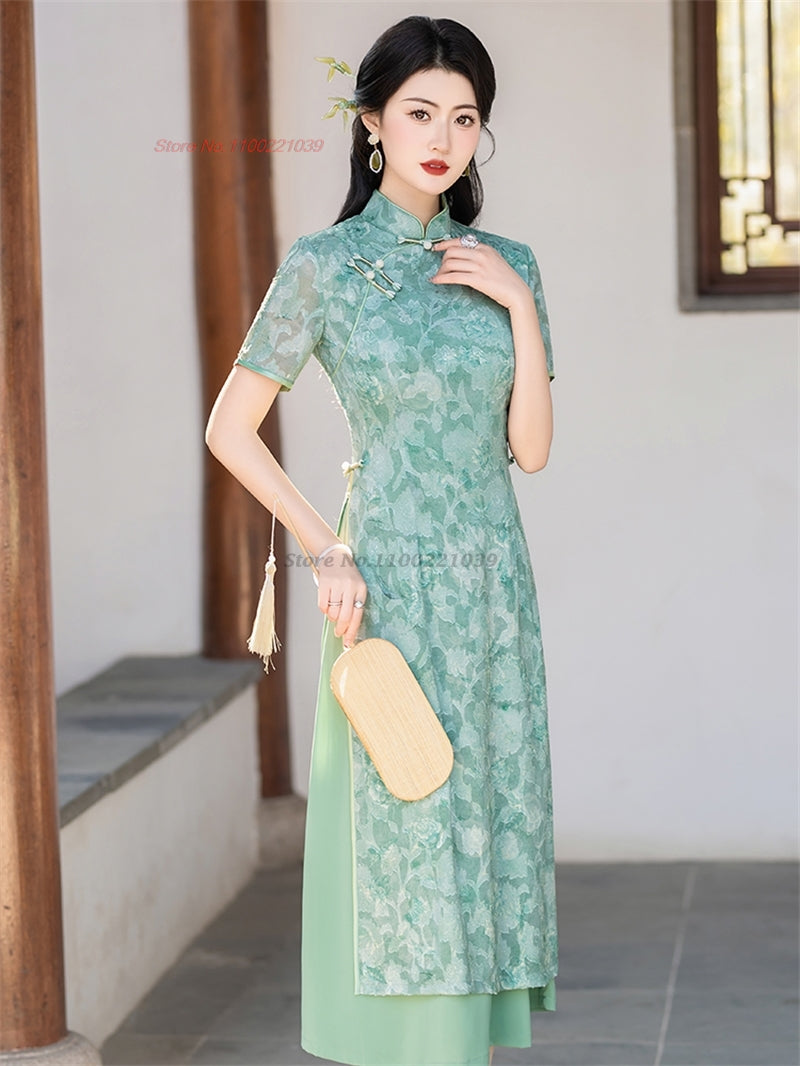 2024 vietnam aodai dress improved cheongsam vietnam traditional dress national image 3