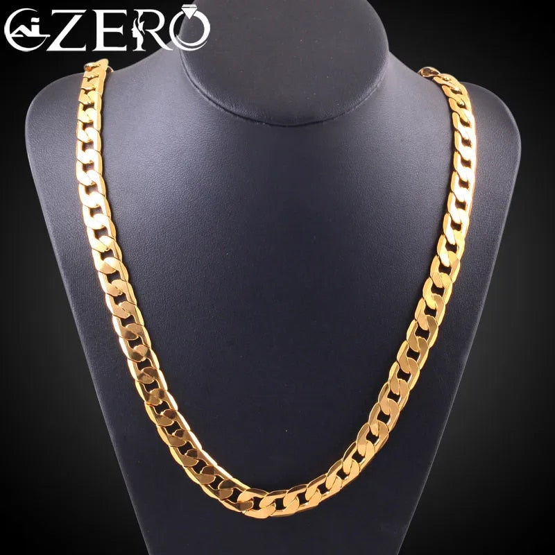 Special offer 18K gold Necklaces 925 Stamp Silver color Classic 8MM sideways ch image 1