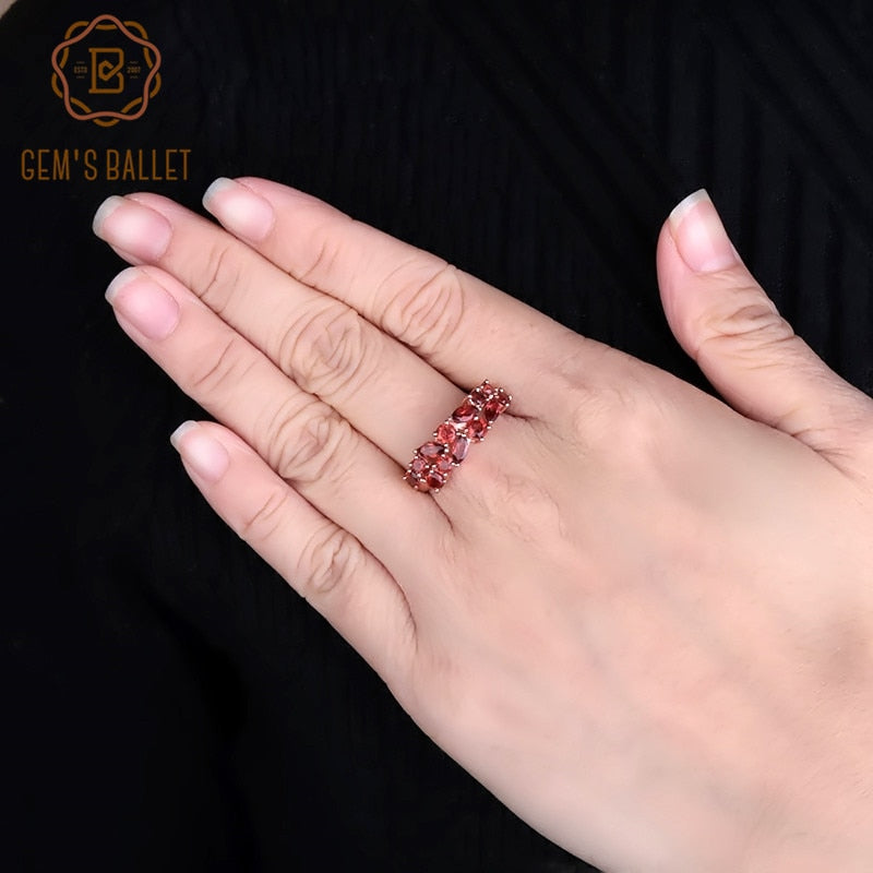 GEM'S BALLET 925 Sterling Silver Rose Gold Plated Wedding Band 2.47Ct Natural image 1