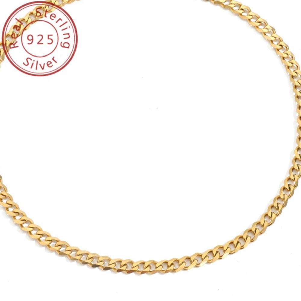 18K Gold Plated 5mm Curb Cuban Link Chain Necklace High Polished 925 Sterling S image 3