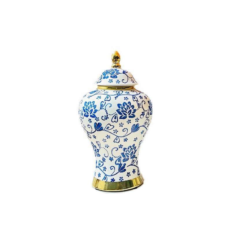 Light luxury retro electroplated gold handmade blue thread general jar vase, ne image 6