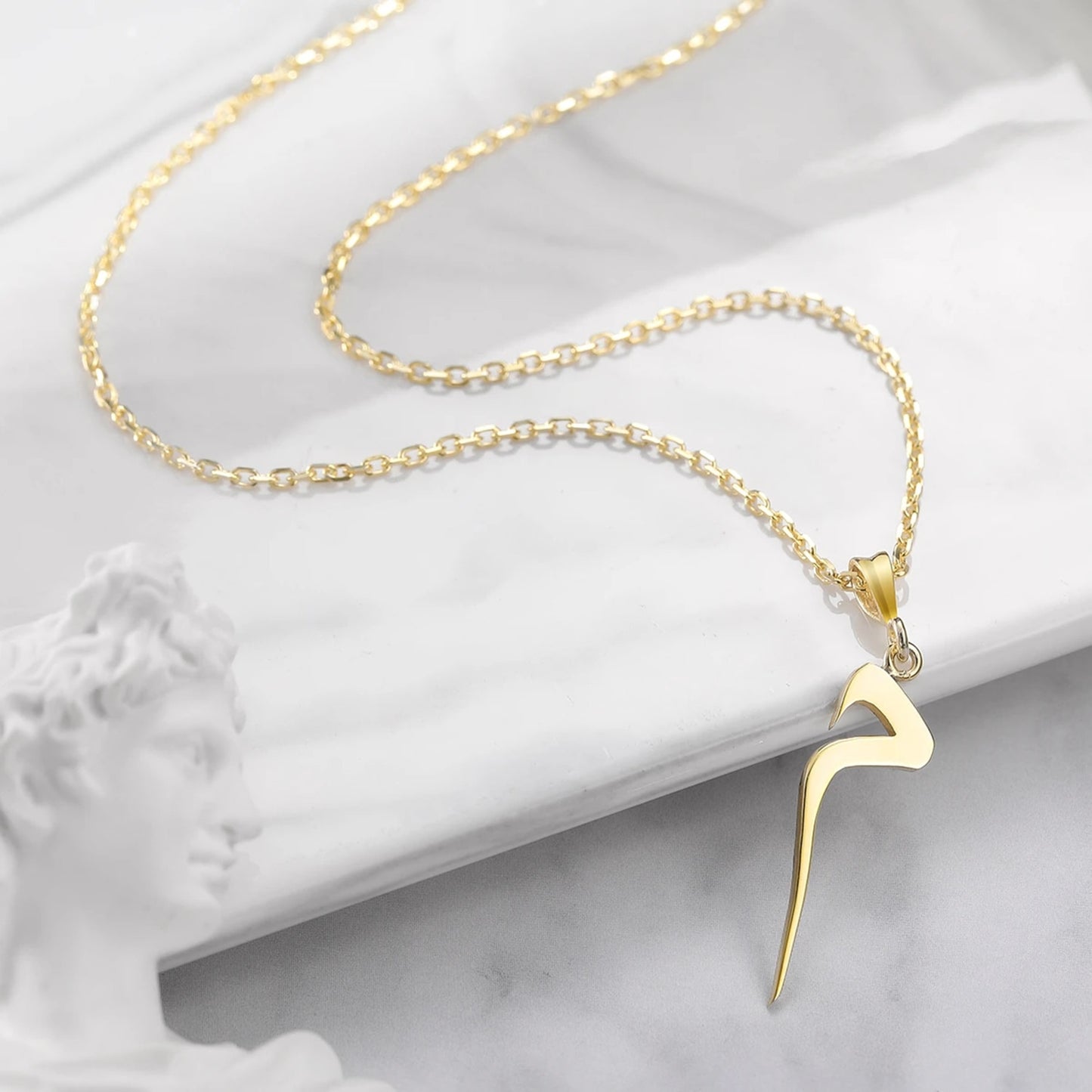 Arabic Initial Necklace Stainless Steel custom made 18k gold plated Name image 0