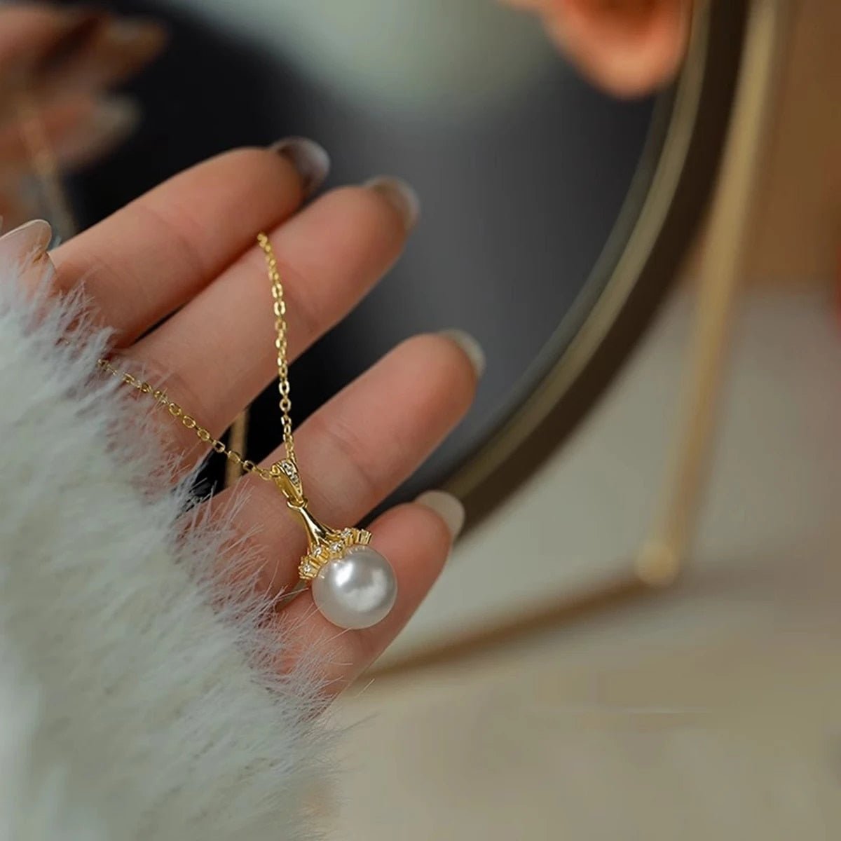 Sale At A Loss! 100% AU750 18K Gold Natrual Fresh Water Pearl Necklace With Cer image 7