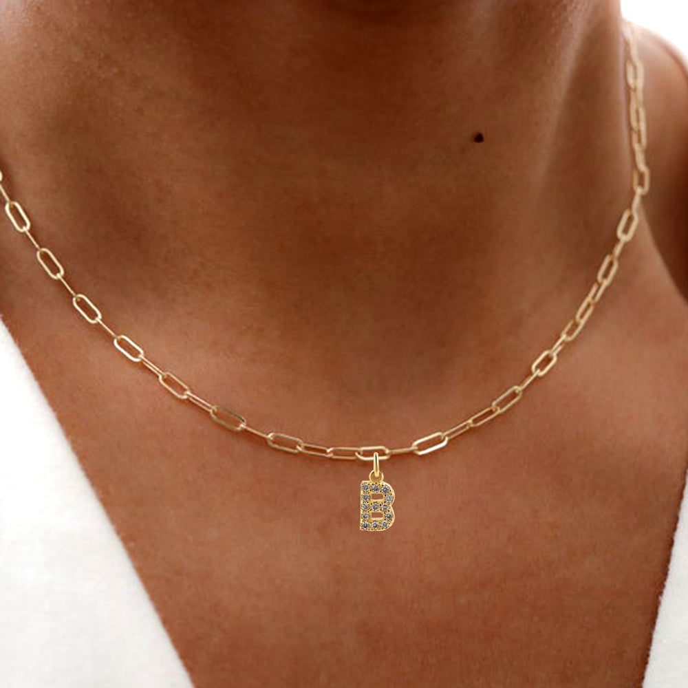Custom Personalized diy Initial Letter Name Necklace for Women Gold color Penda image 27