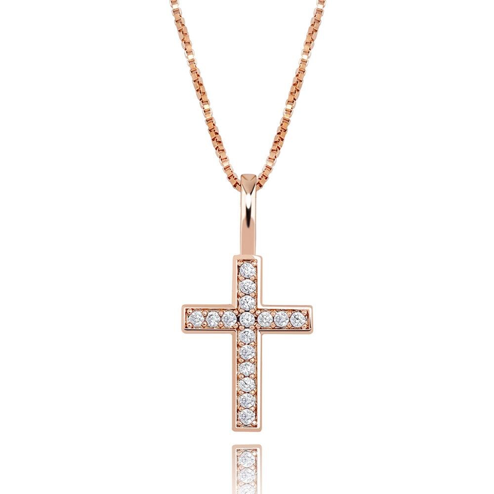 TOPGRILLZ 925 Sterling Silver Ice Zircon Cross Pendant Gold Silver Rose Gold image 2