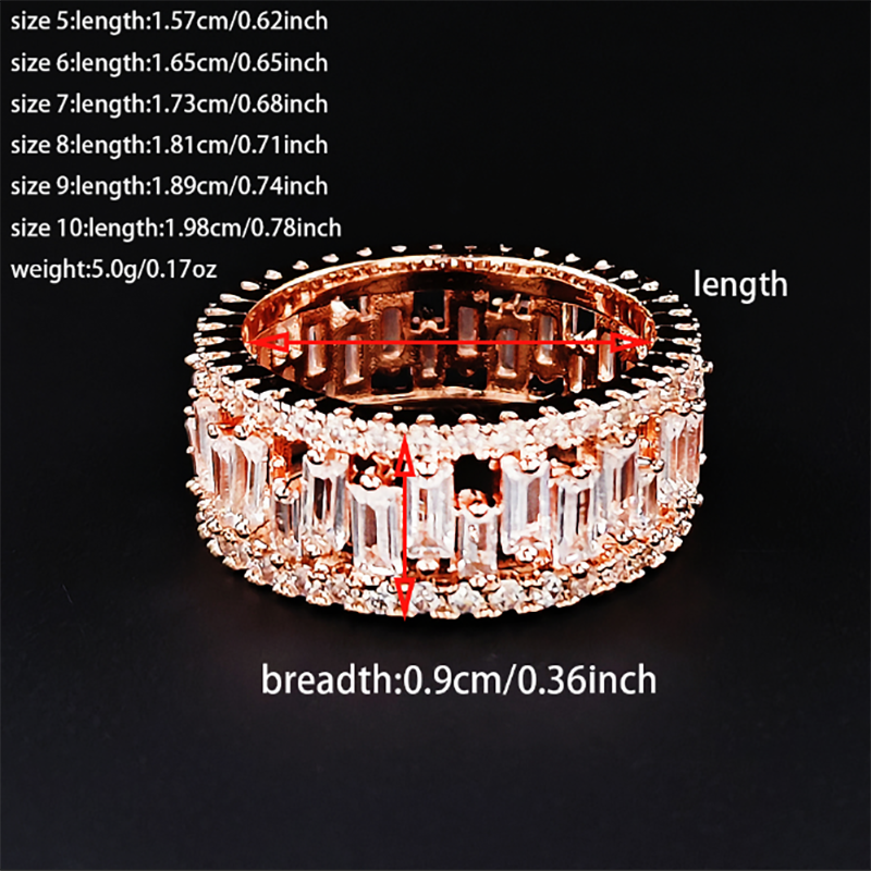 2024 New Luxury Rose Gold Silver Color Rectangle Eternity Band Ring for Women A image 4