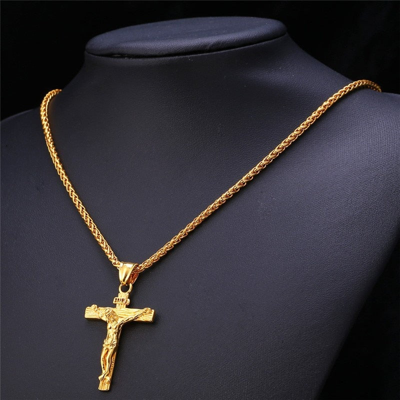 Religious Jesus Cross Necklace for Men 2020 New Fashion Gold Silver Color image 1