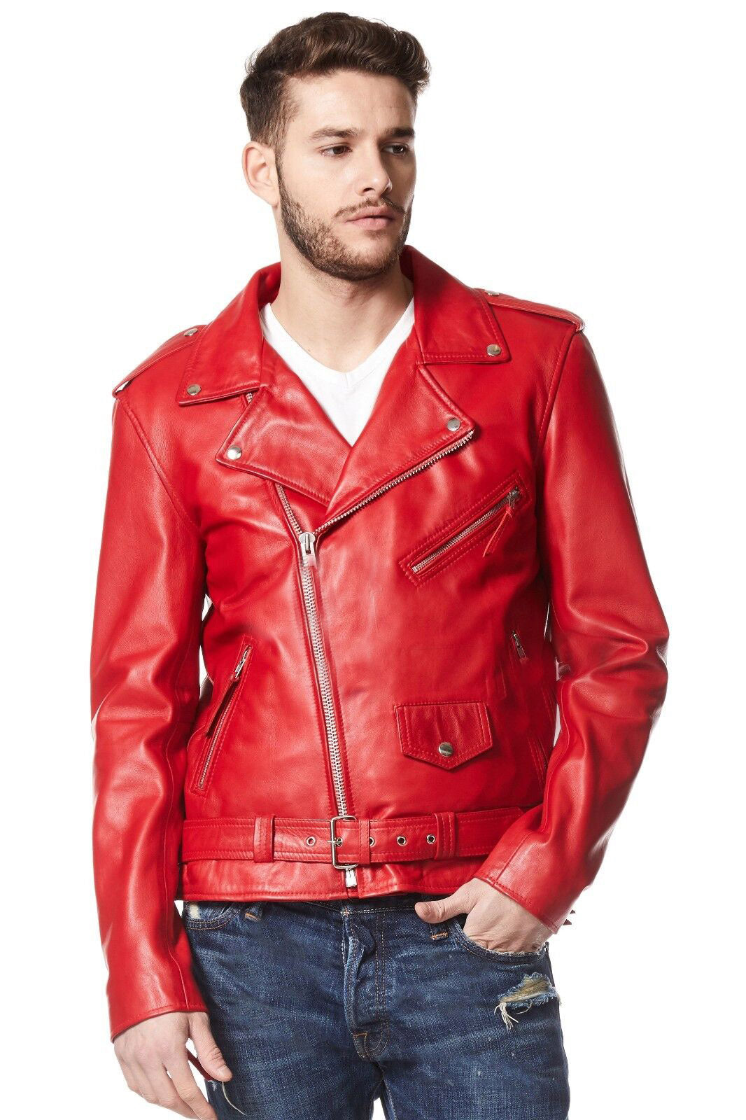 Turn-lapel Pu Jacket Coat Outside Spring and Autumn Street Trendy Men's Persona image 1