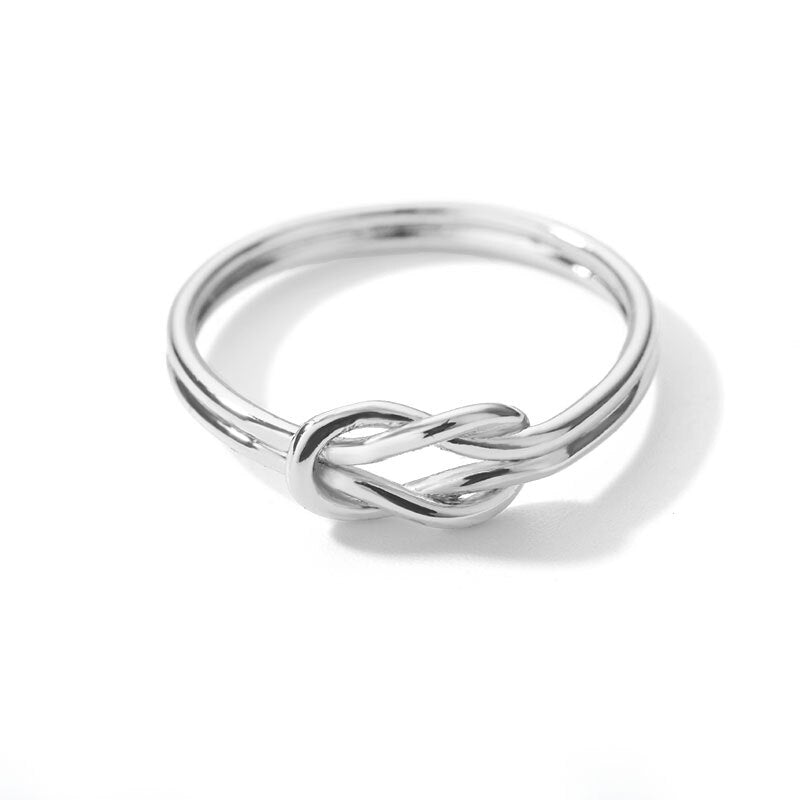 Knot Infinity Rings For Women Girls Gold Color Stainless Steel Heart Finger Ri image 1