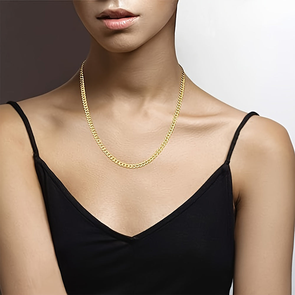 18K Gold Plated 5mm Curb Cuban Link Chain Necklace High Polished 925 Sterling S image 2