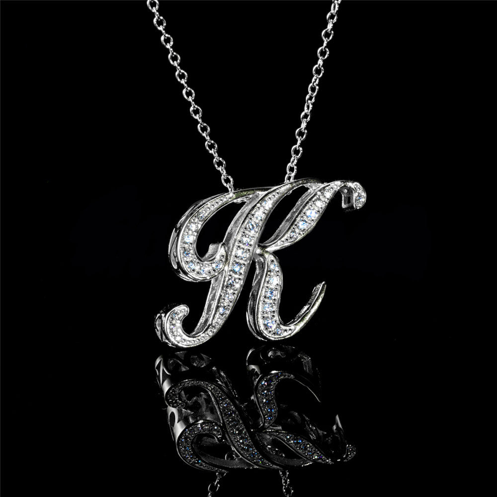 ANDYWEN 925 Sterling Silver Gold Long Chain Alphabet 26 Leter A W Pendant K H I image 39