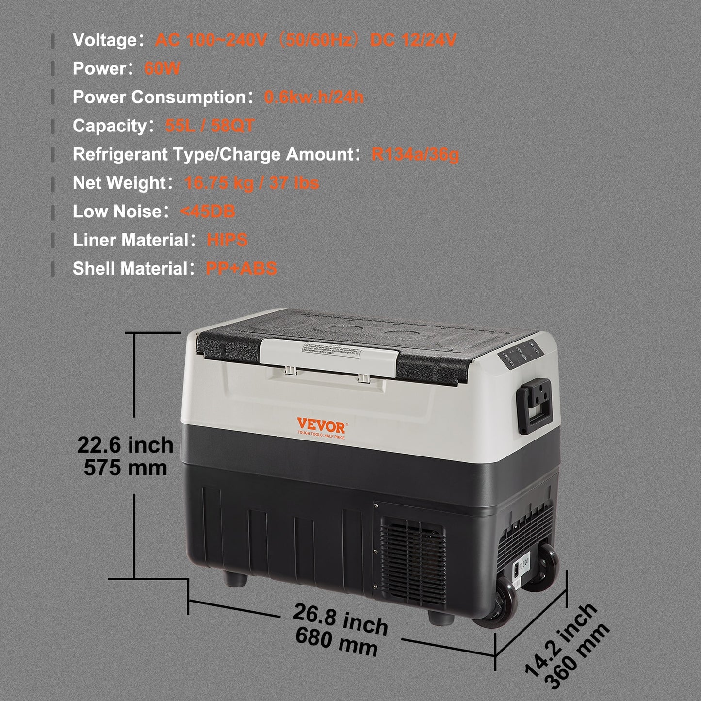 VEVOR 35L 45L 55L Car Refrigerator Mini Fridge Freezer Portable Compressor Cool image 3