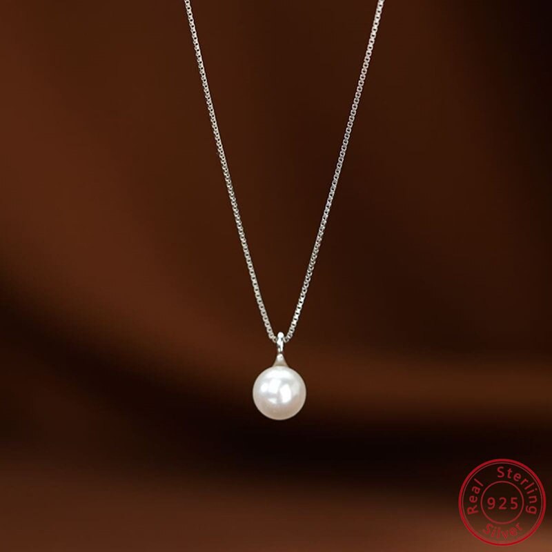 925 Sterling Silver Light Luxury 18k Gold Plating Shell Imitation Pearl Pendant image 1