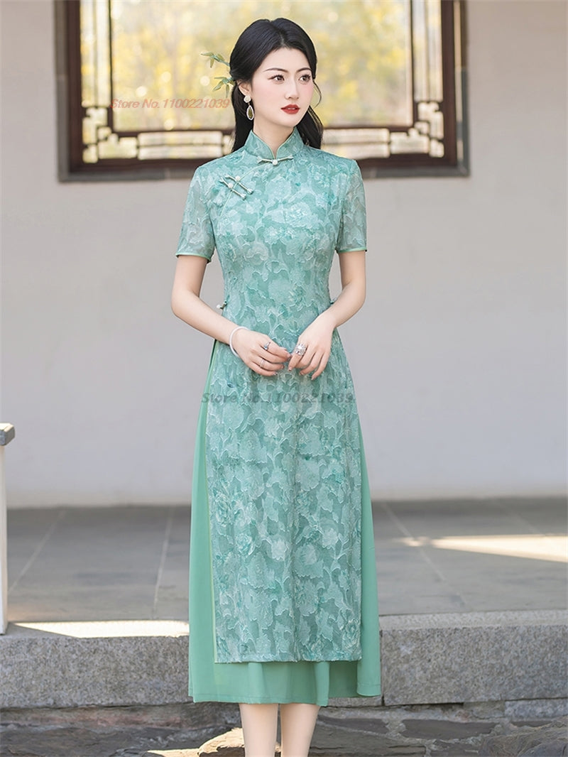 2024 vietnam aodai dress improved cheongsam vietnam traditional dress national image 5