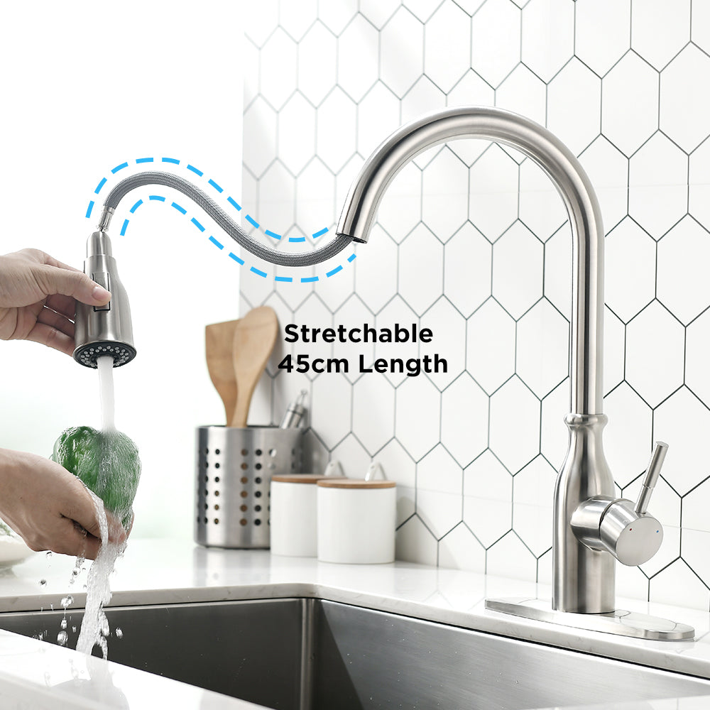 Kitchen Faucets 304 Single Handle Pull Out Kitchen Tap Single Hole Handle Swive image 3