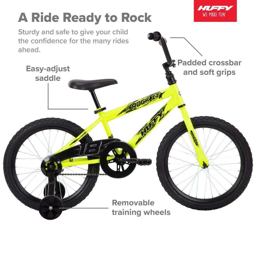 18 In. Rock It Boy Kids Bike, Neon Powder Yellow Carbon Bike Frame image 3