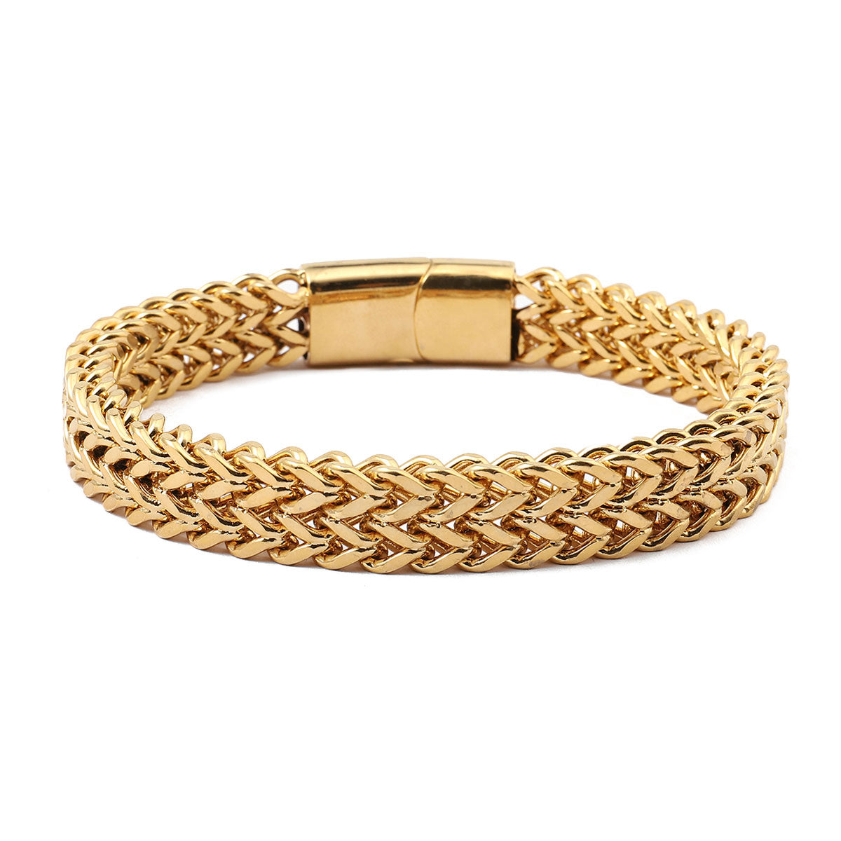 18K Gold Color Stainless Steel Double-laye Braided Link Bracelets With Magnetic image 3