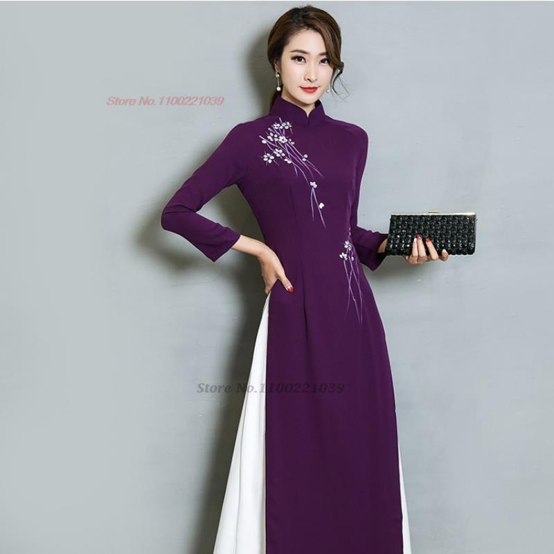 2024 ao dai vietnam traditional banquet dress flower print cheongsam oriental i image 4