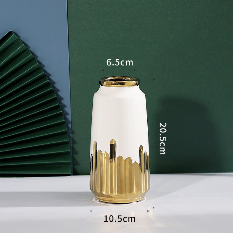Decorative Hydroponic Flower Arrangement, Electric Gold-Plated Green Ceramic Va image 5