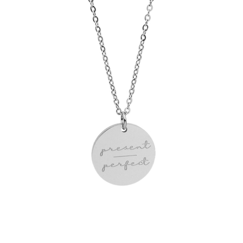 Simple Disc Pendant Necklace Stainless Steel Gold Plated Faith Over Fear image 2