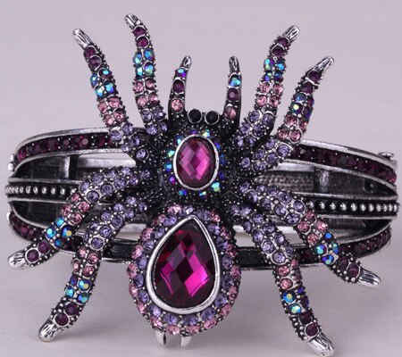 Spider bangle bracelet halloween bling jewelry gifts for women antique gold image 0