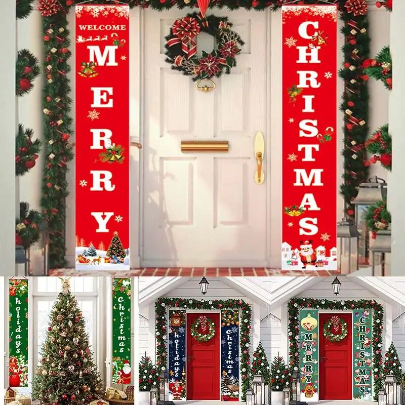 Christmas Decorations Red Merry Christmas Porch Sign Xmas Hanging for Home door image 1