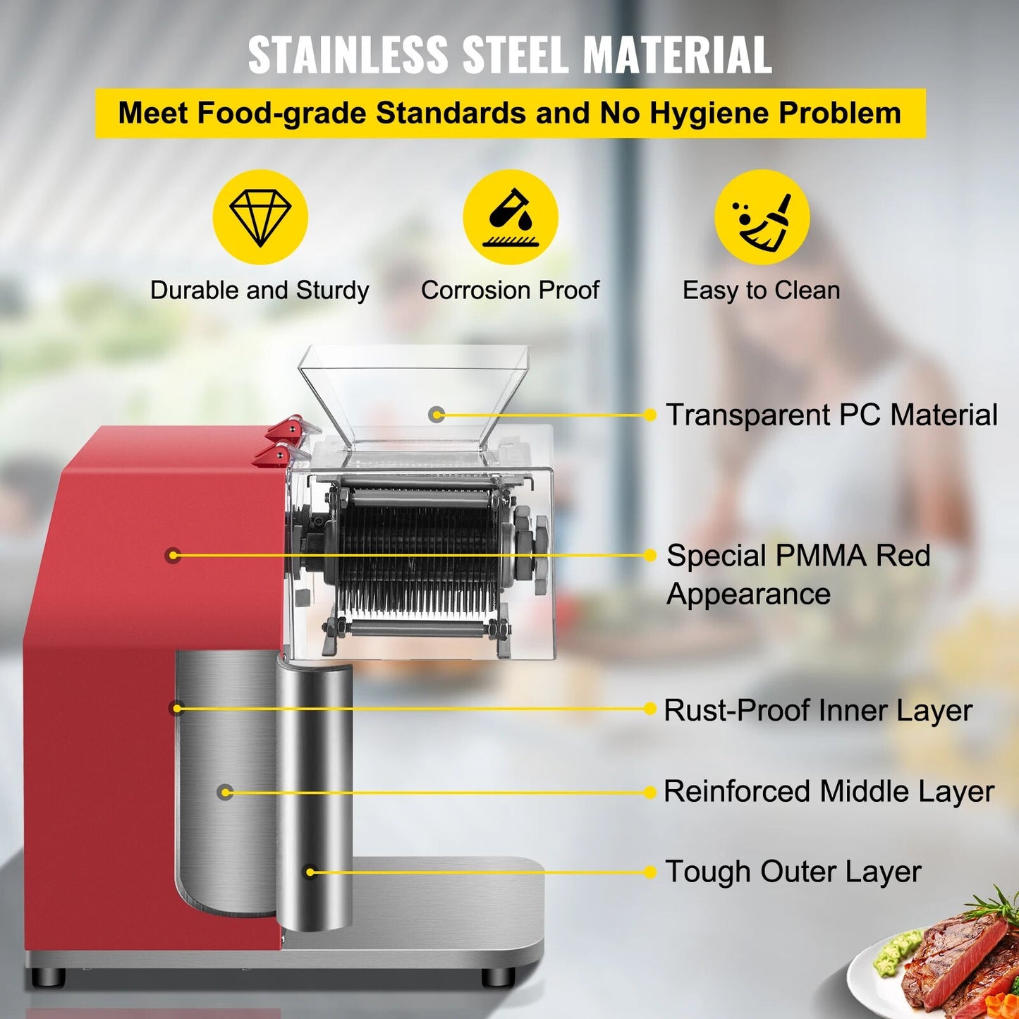VEVOR 250kg/H Commercial Electric Meat Slicer Grinder Vegetable Cutter Shred Ma image 2