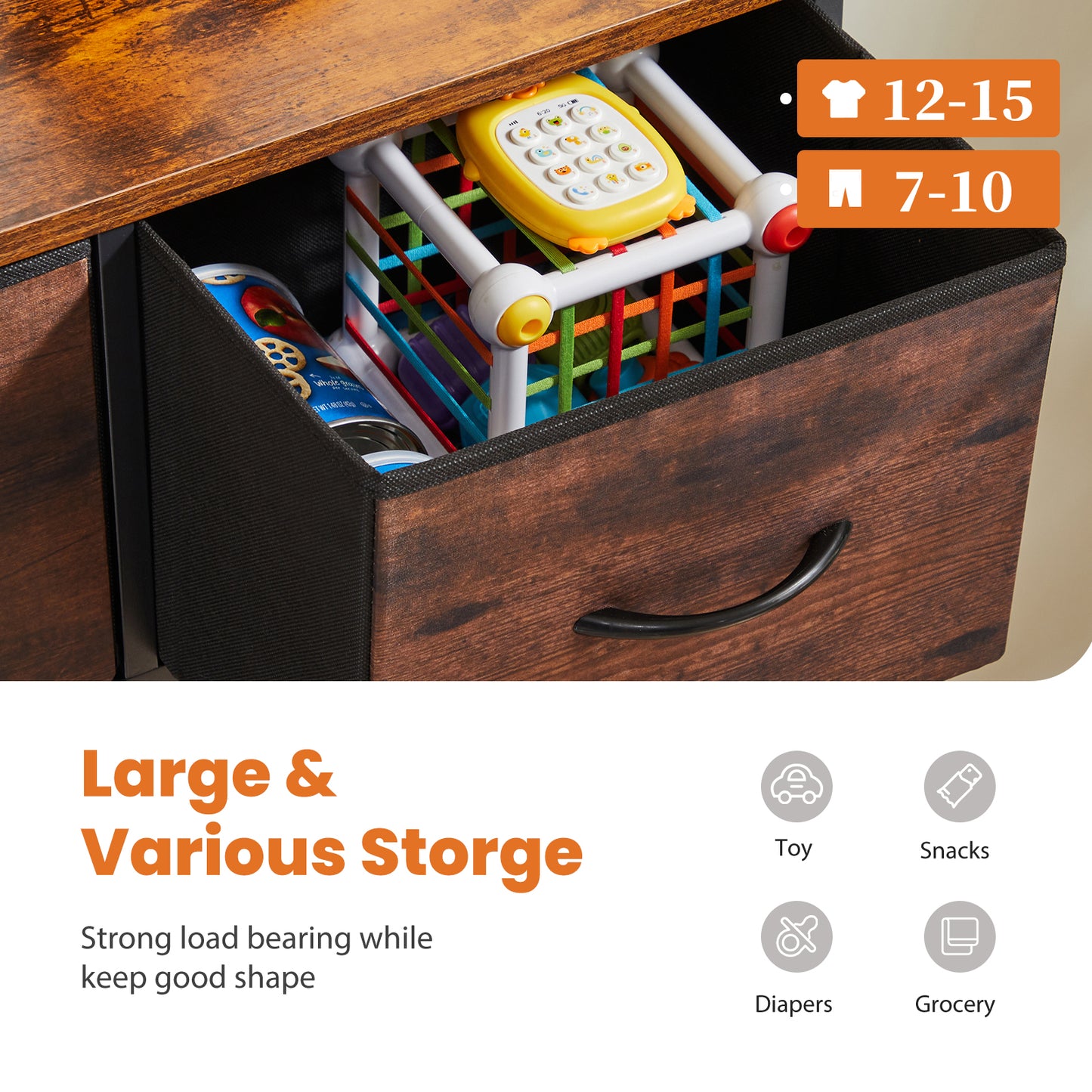 Dresser For Bedroom With 9 Fabric Storage Drawer Wardrobe Tall Chest Organizer image 6