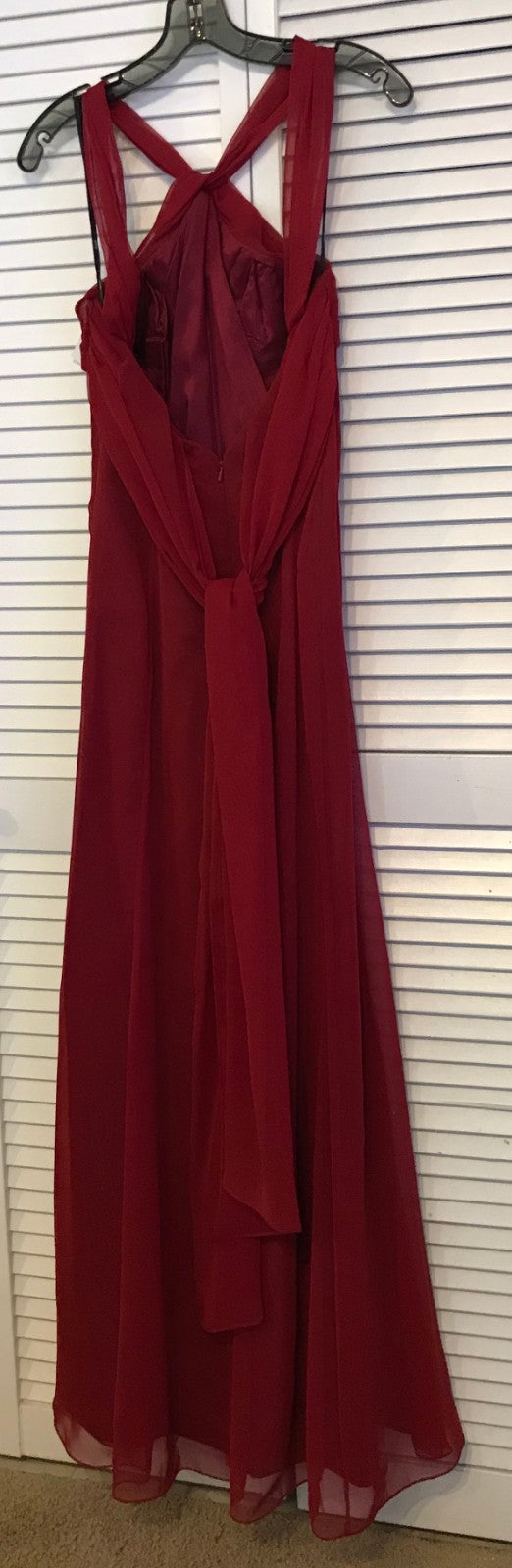Watters & Watters Women Dress Chiffon Maroon Belts Cross Size 2 image 1
