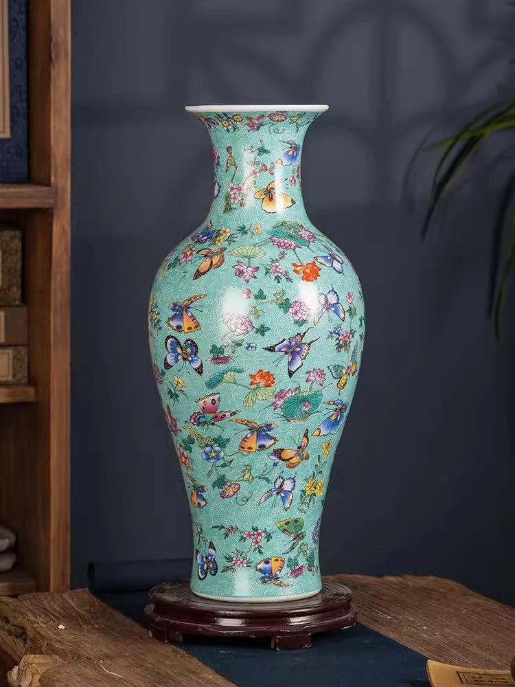 36cm Jingdezhen ceramic pink vase, minimalist home, living room, TV cabinet, an image 0