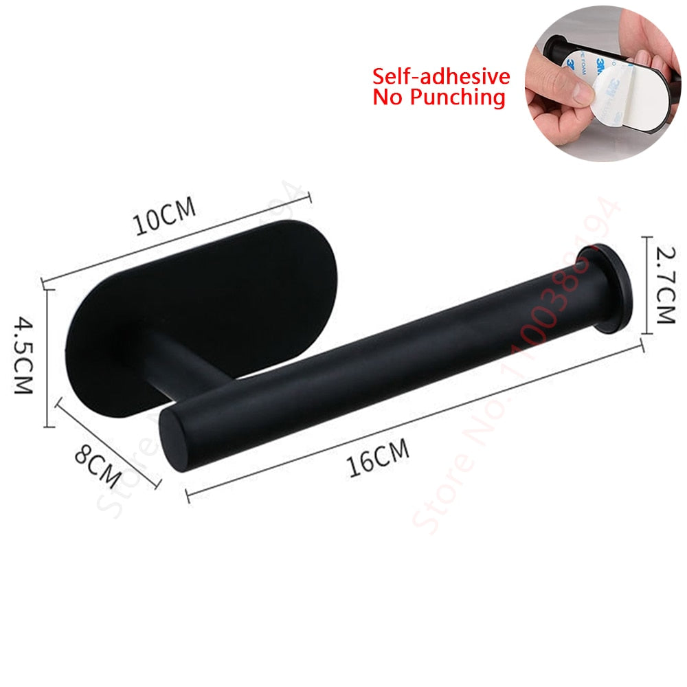 Adhesive Toilet Paper Holder Wall Mount For Bathroom Kitchen Silver Gold Black image 0