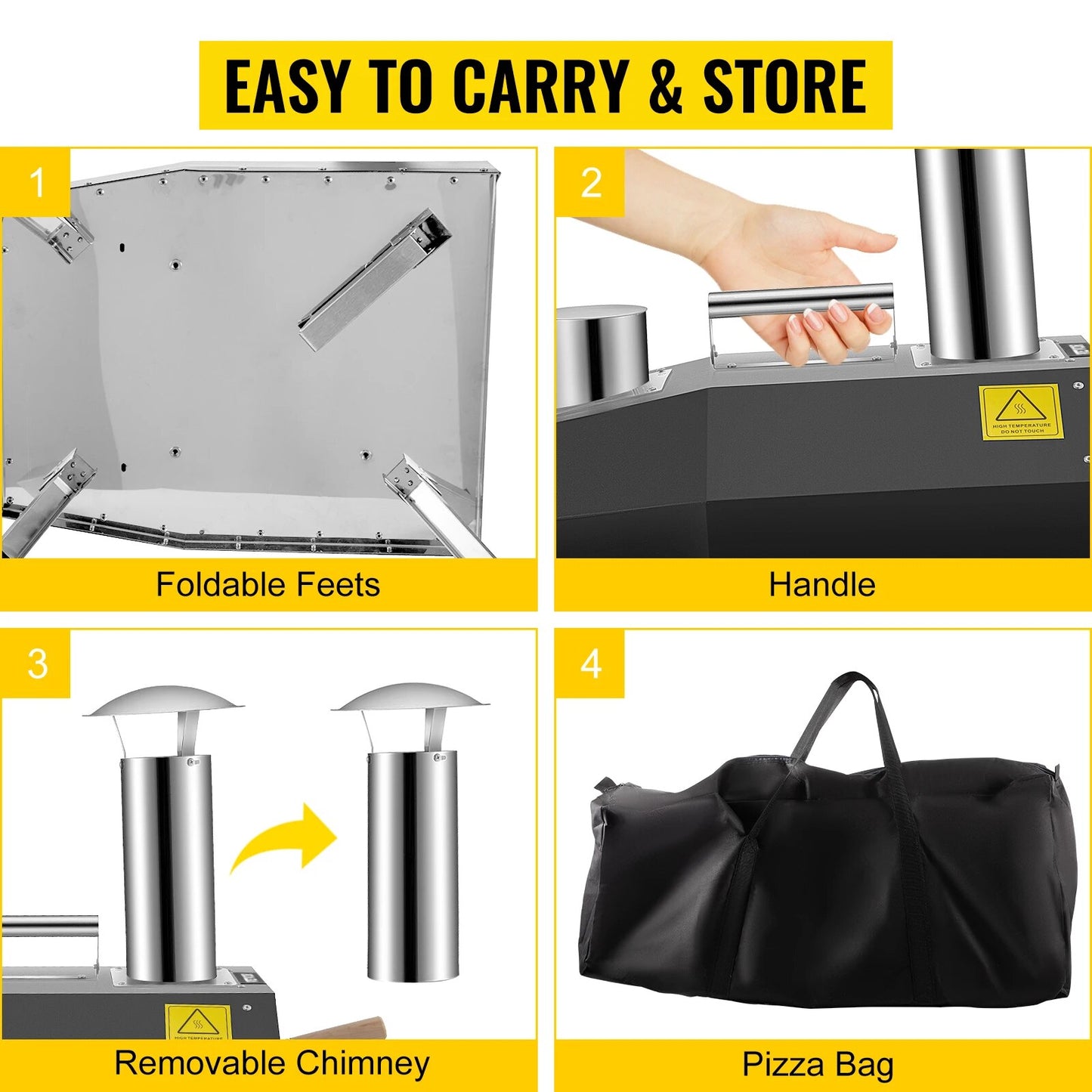 VEVOR Portable Pizza Oven Good Insulation Effect 304 Stainless Steel Foldable F image 4