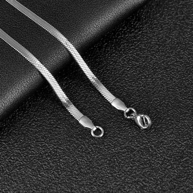 2-5mm Width Stainless Steel Flat Chain Necklace Hot Fashion Herringbone Gold Co image 4