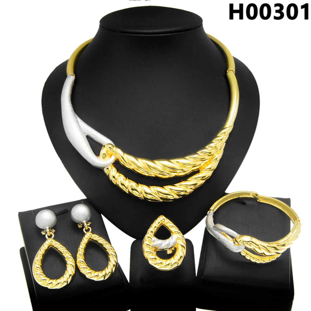 Latest Italian Plated Gold Ladies Necklace Jewelry Set Simple Style Gold Origin image 1