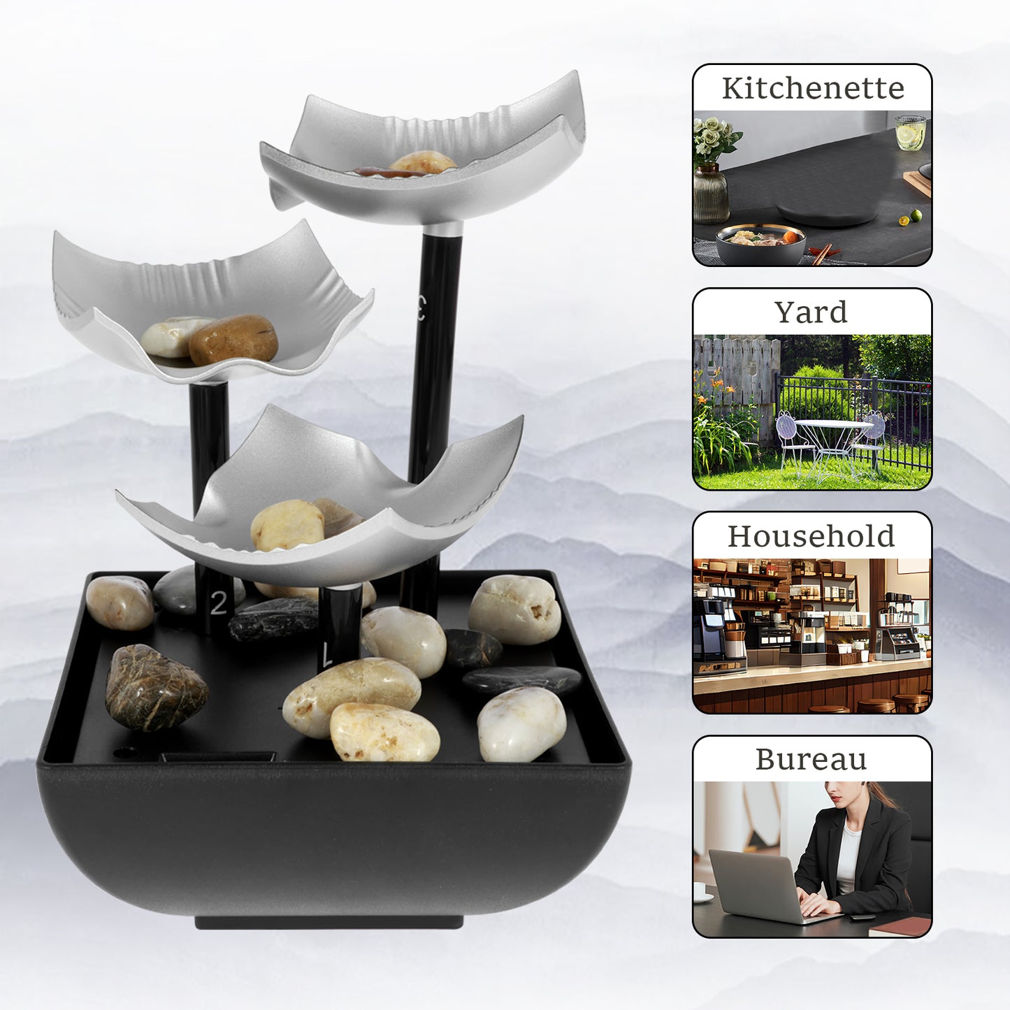 Tabletop fountain office feng shui wealth ornament meditation waterfall fountai image 7