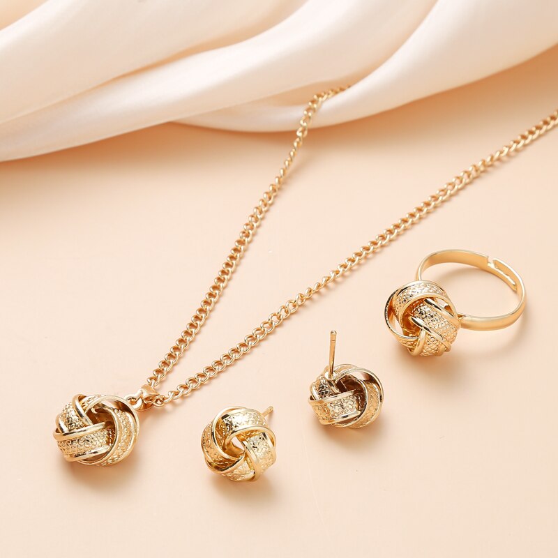 Gold-Color Ball Shape Jewelry Sets Copper Trendy Fashion Style Adjustable Chain image 0