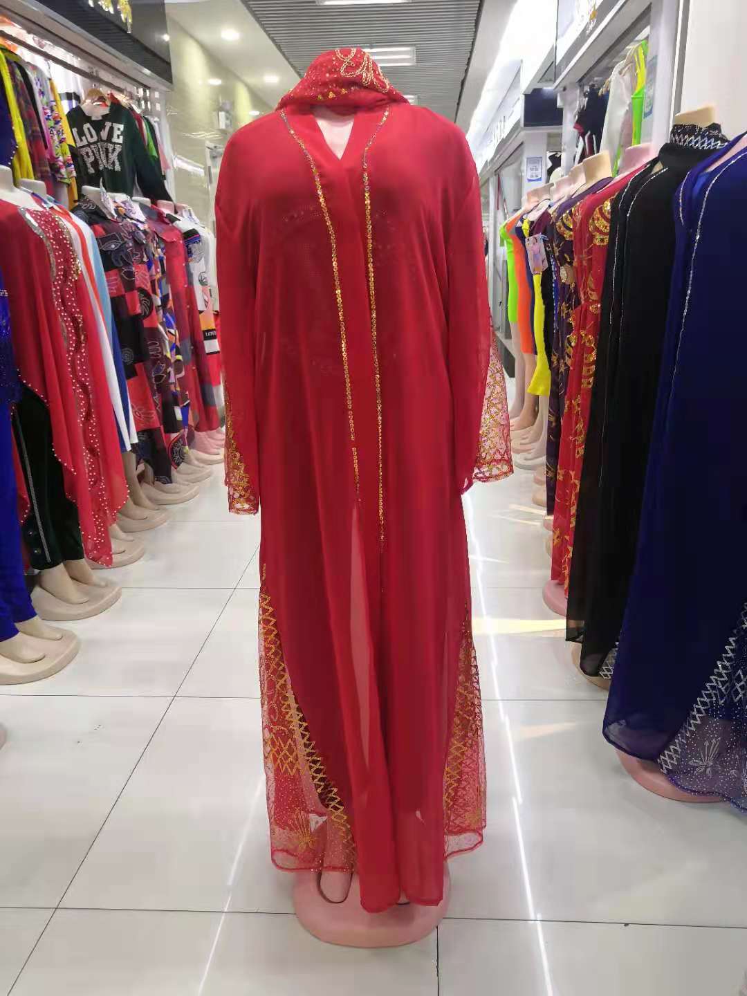 Free Size African Chiffon Dresses for Women Dashiki Traditional Kaftan Robe Ele image 1