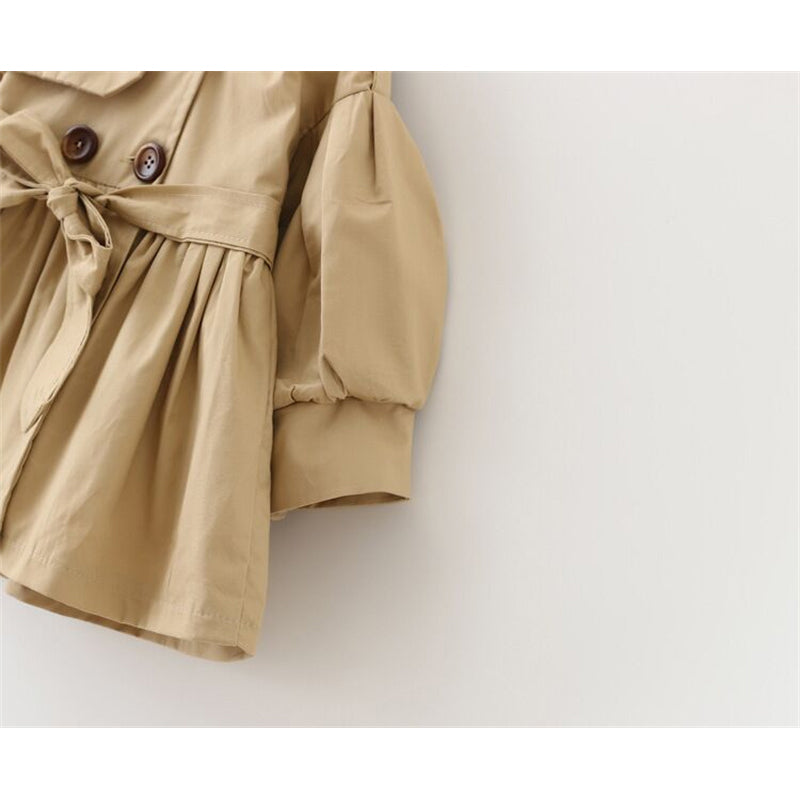 Trench Coat For Girl Children's Spring Cute Long Jacket 2024 New Kids Khaki Cas image 4