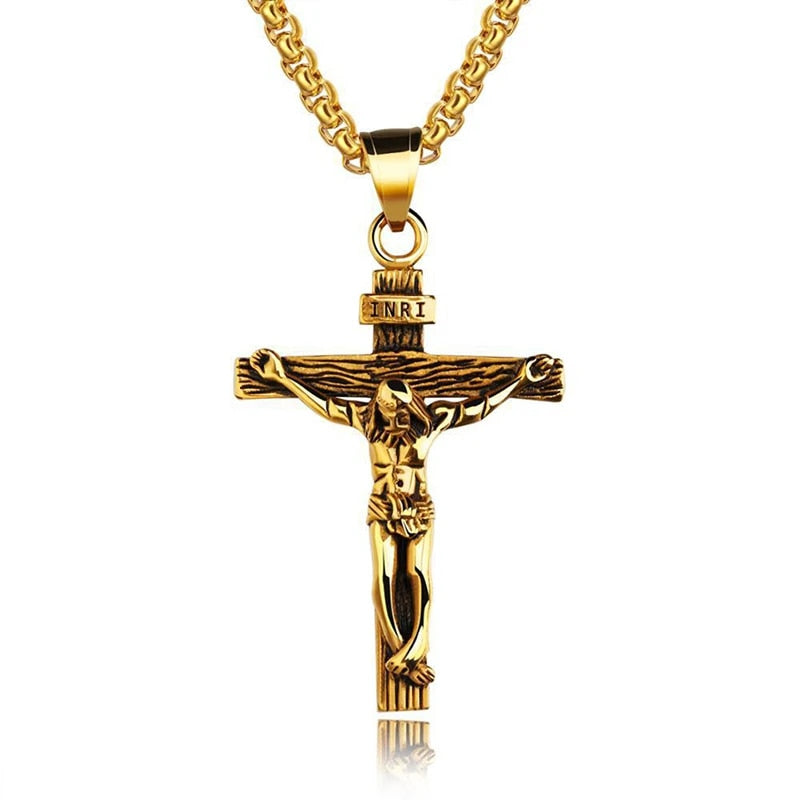 Fashion Crucifix Jesus Christ Men Jewelry Gold Brown Silver Color Metal Cross P image 10