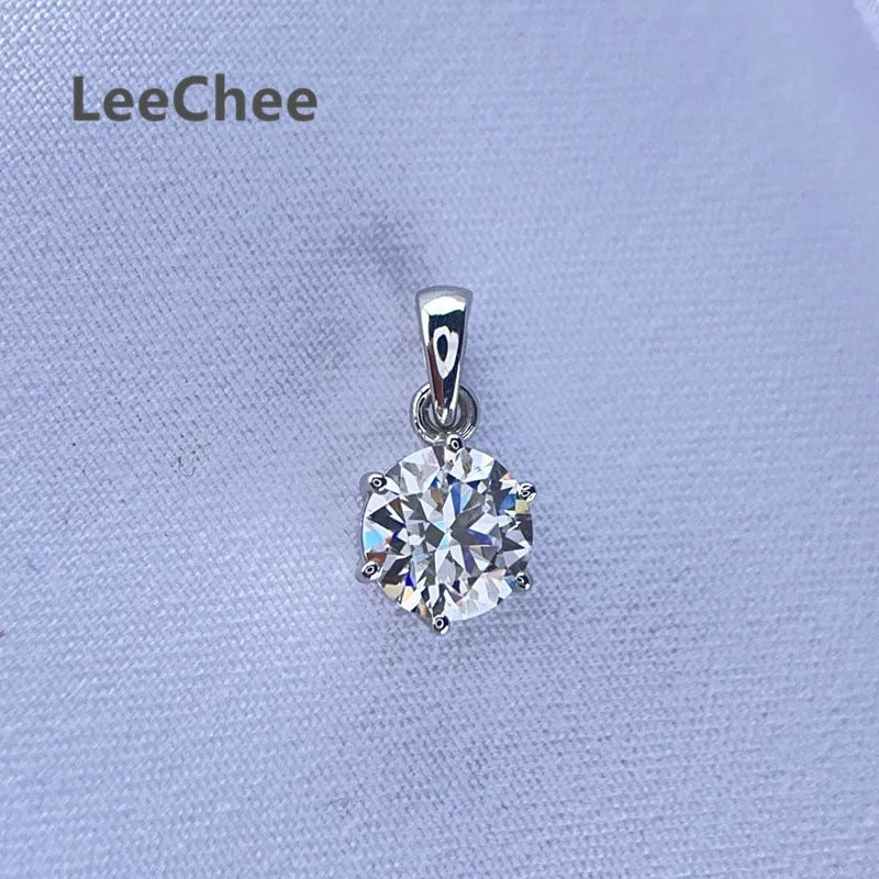 Real 18K White Gold Pendant 1CT Moissanite Necklace 6.5MM VVS Lab Diamond Rose image 5