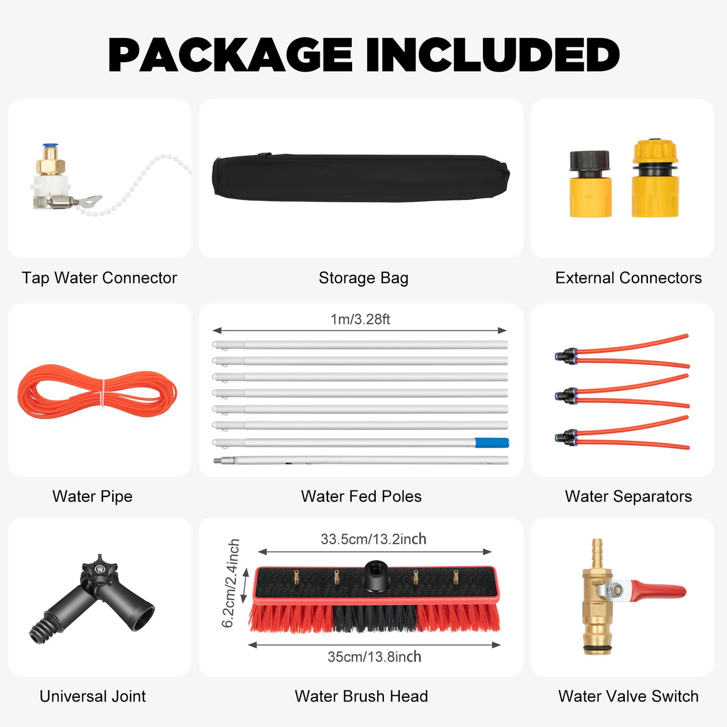 3-in-1 Water Fed Pole Cleaning Kit 24.3ft Window Cleaning Poles 180 ƒ€š° Adjustabl image 0