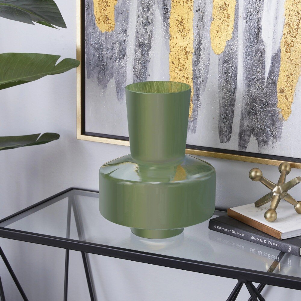 12” Green Glass Vase Luxury Living Room Decoration for Home Table Decoration & image 1