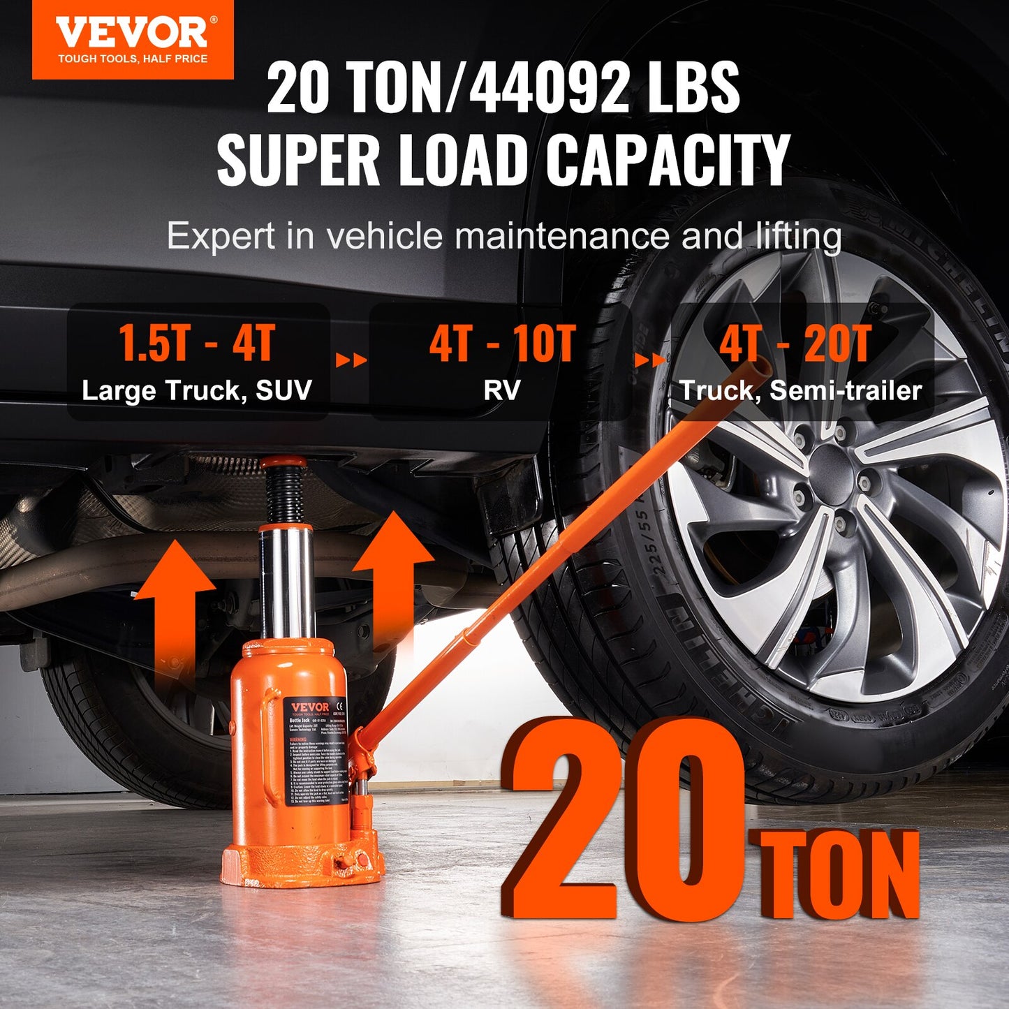 VEVOR Hydraulic Bottle Jack 20 Ton/44092 LBS All Welded Bottle Jack for Car Pic image 4