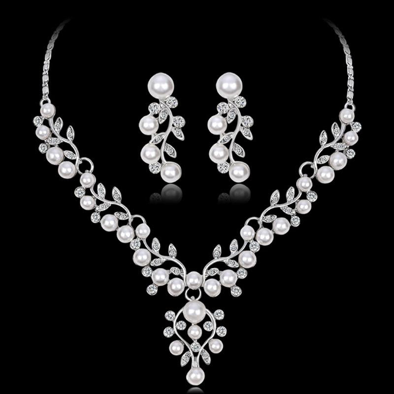KvJJL Pearl Jewelry Sets For Women African Beads Jewelry Set Wedding Imitation image 1