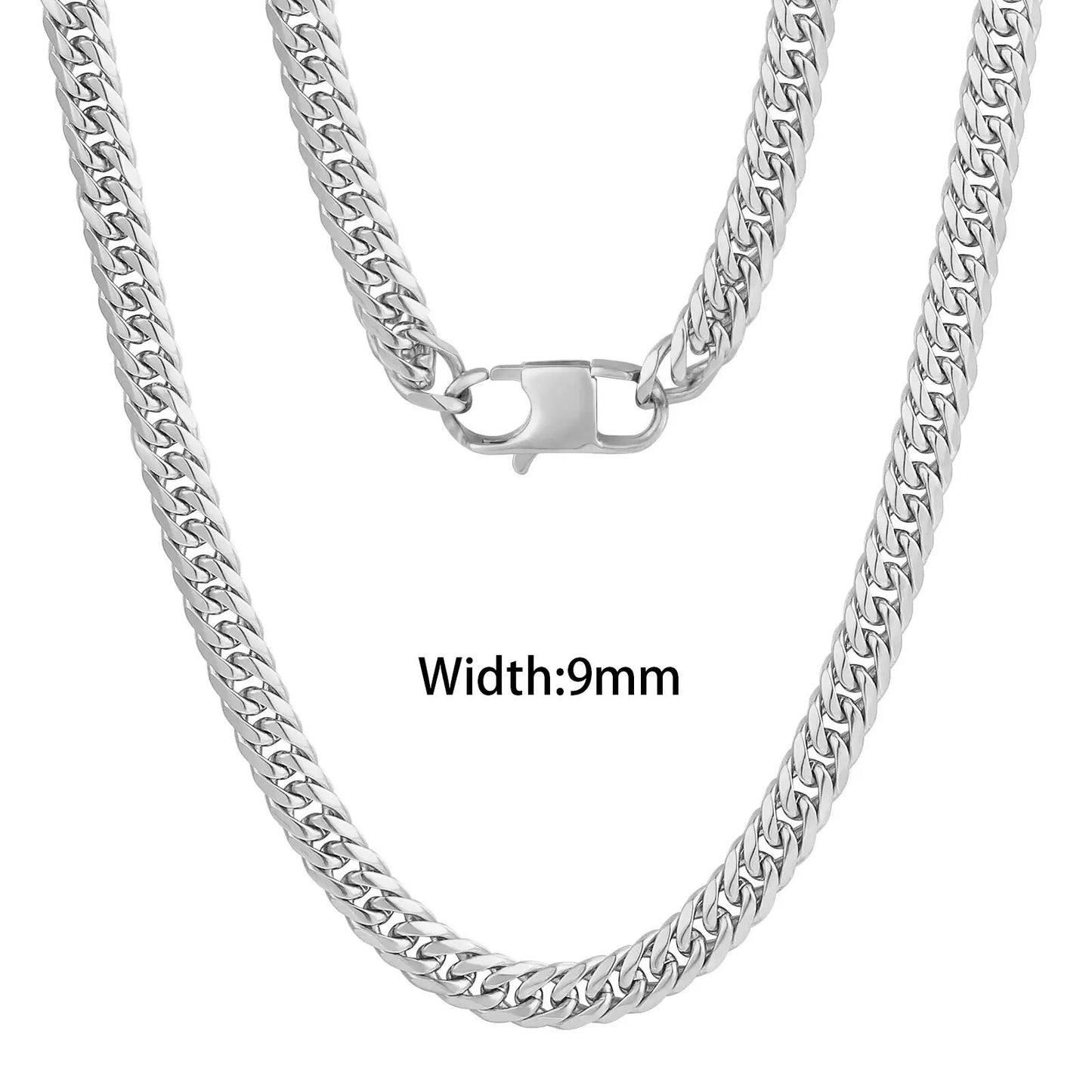 18k Gold Plated Mens Curb Cuban Link Chain Necklaces 316L Stainless Steel Brace image 2