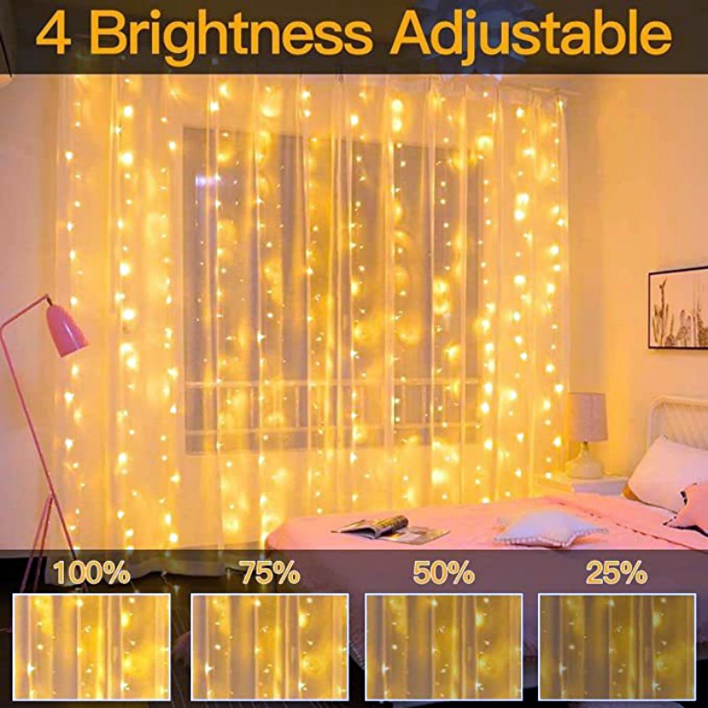 LED Curtain String Lights Christmas Garland Decor Fairy Light 8 Modes USB Remot image 6